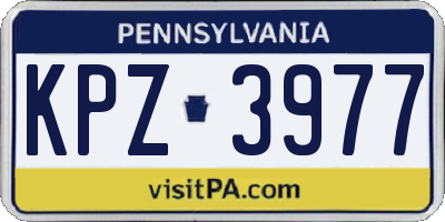 PA license plate KPZ3977