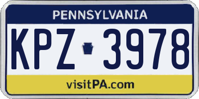 PA license plate KPZ3978