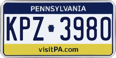 PA license plate KPZ3980