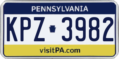 PA license plate KPZ3982