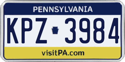 PA license plate KPZ3984