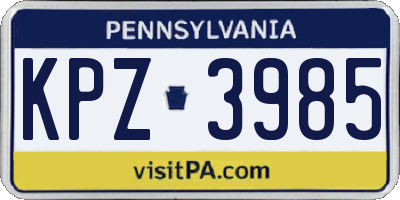 PA license plate KPZ3985