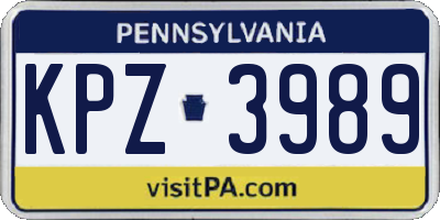 PA license plate KPZ3989