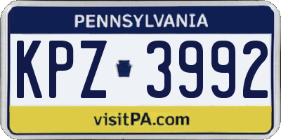 PA license plate KPZ3992