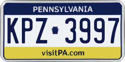 PA license plate KPZ3997