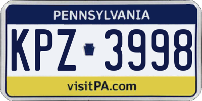 PA license plate KPZ3998