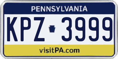 PA license plate KPZ3999
