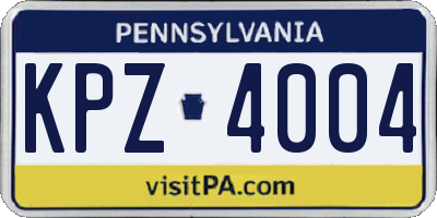 PA license plate KPZ4004