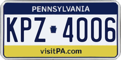 PA license plate KPZ4006
