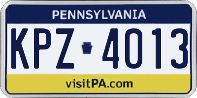 PA license plate KPZ4013