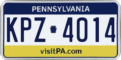 PA license plate KPZ4014