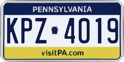PA license plate KPZ4019