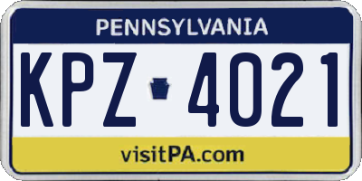 PA license plate KPZ4021