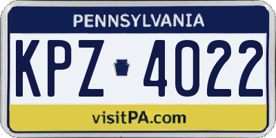 PA license plate KPZ4022