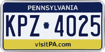 PA license plate KPZ4025