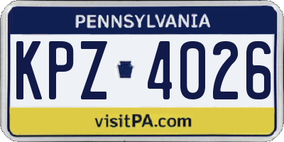 PA license plate KPZ4026
