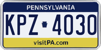 PA license plate KPZ4030