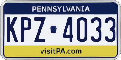PA license plate KPZ4033