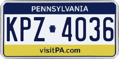 PA license plate KPZ4036