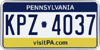 PA license plate KPZ4037
