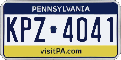 PA license plate KPZ4041
