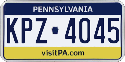 PA license plate KPZ4045