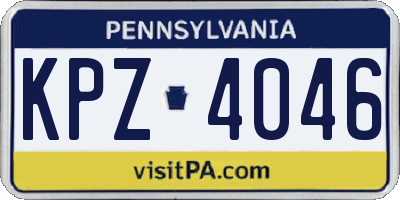 PA license plate KPZ4046