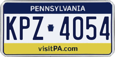 PA license plate KPZ4054