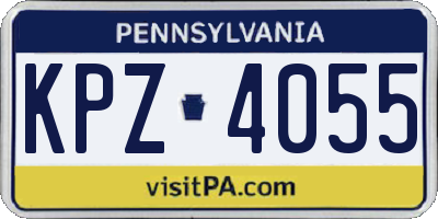 PA license plate KPZ4055