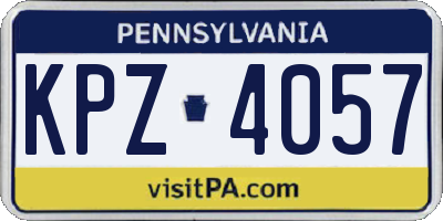 PA license plate KPZ4057