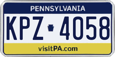 PA license plate KPZ4058
