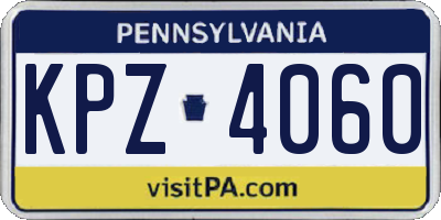 PA license plate KPZ4060