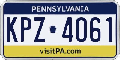 PA license plate KPZ4061