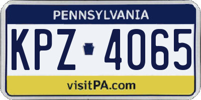 PA license plate KPZ4065