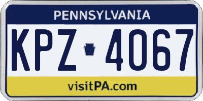 PA license plate KPZ4067