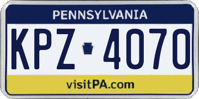 PA license plate KPZ4070
