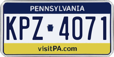 PA license plate KPZ4071