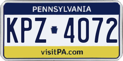 PA license plate KPZ4072
