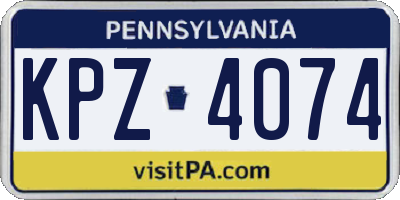 PA license plate KPZ4074