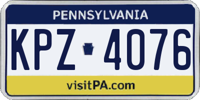 PA license plate KPZ4076