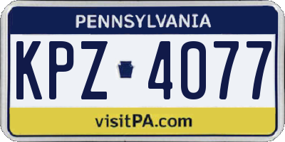 PA license plate KPZ4077