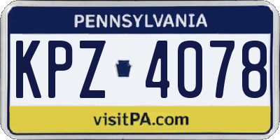 PA license plate KPZ4078