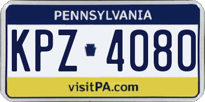 PA license plate KPZ4080