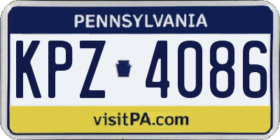 PA license plate KPZ4086