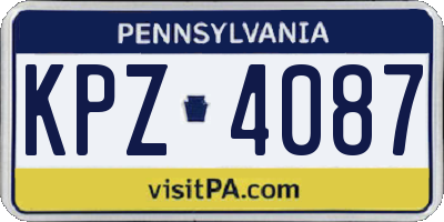 PA license plate KPZ4087