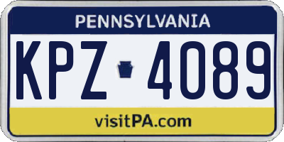 PA license plate KPZ4089