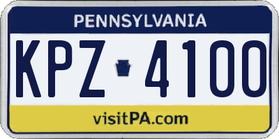 PA license plate KPZ4100