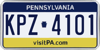PA license plate KPZ4101