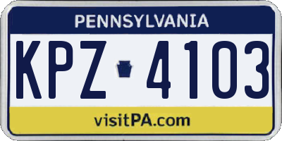 PA license plate KPZ4103