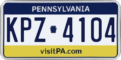 PA license plate KPZ4104